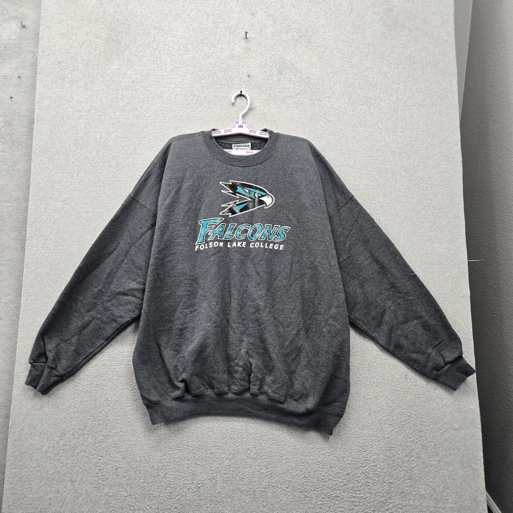 VINTAGE Folsom Lake College Falcons Men Sweatshirt 2XL Gray Logo Graphic Hanes